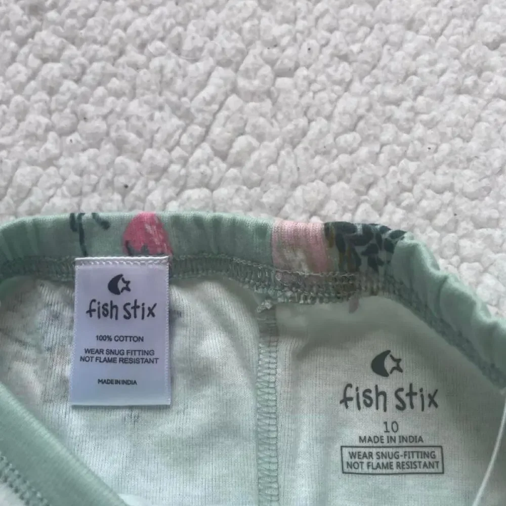 Fish stix green fairy garden kids pj set
